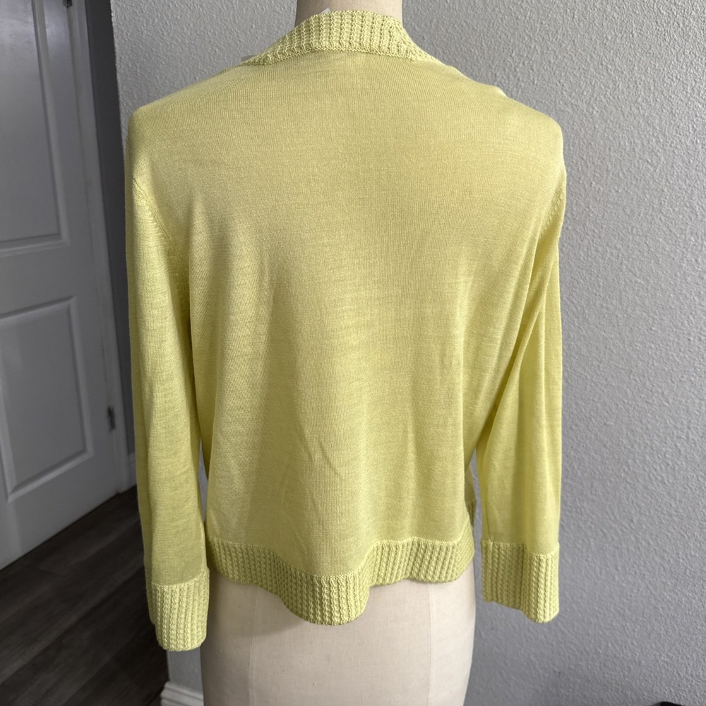 NEW Chico's Silk Lime Cardigan Shrug Open Front Trisha Bolero Medium Size 1 NWT - Picture 6 of 8